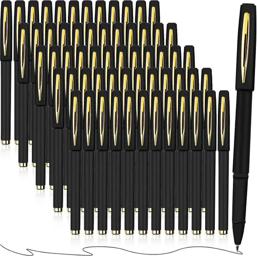 Outus 60 bolígrafos de tinta de gel negra a granel de 0.020 in, bolígrafo negro a granel de punta ultra fina, bolígrafos de gel para oficina,