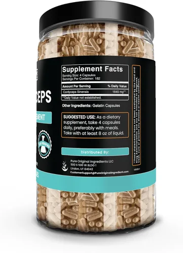 Miniatura 2 de PURE ORIGINAL INGREDIENTS Cordyceps (730 cápsulas) sin magnesio o rellenos de arroz, siempre puro, verificado por laboratorio