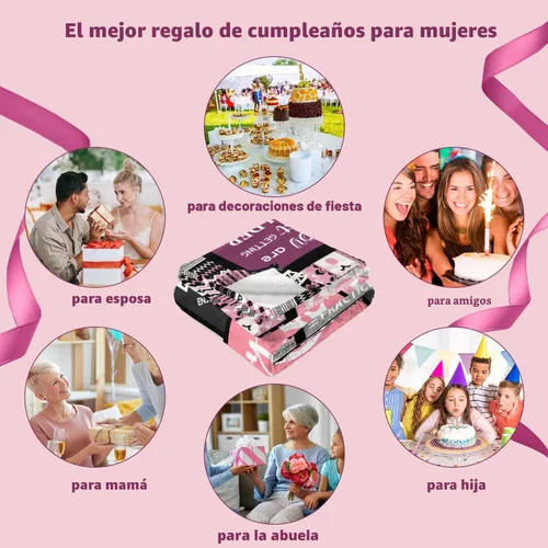 Miniatura 7 de Ivivis Regalos de cumpleaños para mujeres y niñas, manta de tiro 60"X50", decoraciones de feliz cumpleaños para mujer, regalos para cumpleaños