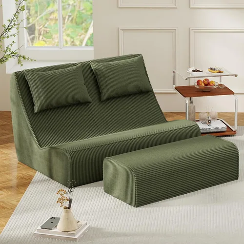 Miniatura 10 de Silla Puf Gigante para Adultos, Tumbona de Pana con Soporte Inigualable para la Espalda, Almohada Cervical Desmontable, Otomana Cómoda y Funda