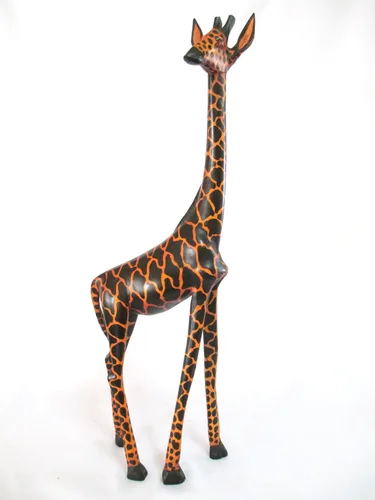 African Art Estatua de escultura de jirafa de madera tallada a mano de 18 pulgadas, fabricada en Kenia