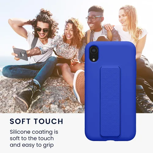 Miniatura 5 de kwmobile Funda compatible con Apple iPhone XR - Funda con correa de mano y revestimiento de silicona TPU suave - Azul Báltico