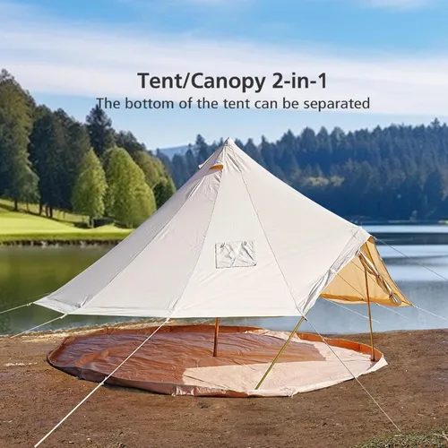 Miniatura 5 de Tienda de Campana de Lona con Toma de Estufa - Yurta Impermeable y Transpirable, Tienda de Glamping con Sábanas Desmontables para Fiesta de Camping