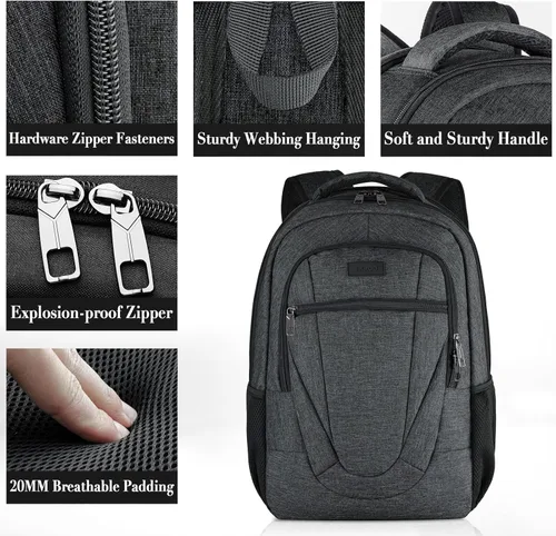 Miniatura 4 de Mochila para portátil de viaje, mochilas escolares extra grandes de 17 pulgadas para niños y niñas adolescentes, mochila negra resistente al agua