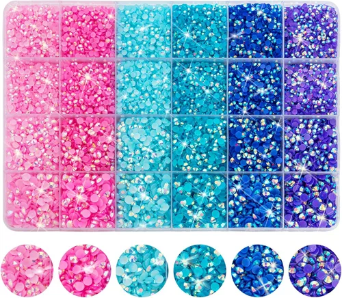 Miniatura 7 de Diamantes de imitación de resina con parte trasera plana, 21000 unidades de piedras preciosas de gelatina que no se calientan, 6