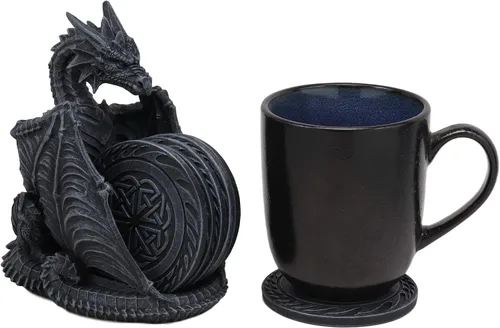 Miniatura 5 de Ebros Gift Juego de posavasos de dragón guardián con alas góticas con nudos celtas, con 6 posavasos redondos de 6.25 pulgadas de alto, Calabozos