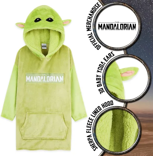 Miniatura 3 de Disney The Mandalorian - Manta con capucha para niños y adolescentes, manta de forro polar Baby Yoda Verde