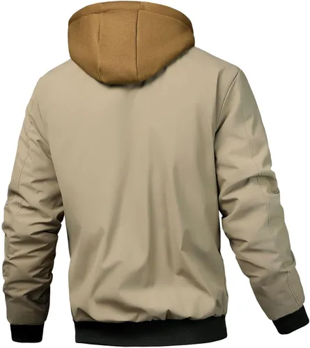 Miniatura 4 de Chaqueta bomber para hombre, casual, otoño, invierno, primavera, cremallera, ligera, acolchada, cortavientos, abrigos, abrigos, con capucha