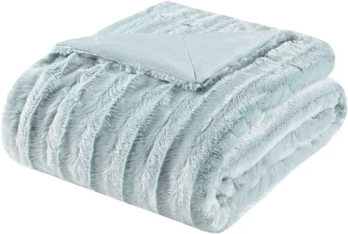 Miniatura 11 de Madison Park Duke - Manta larga de piel sintética de lujo, suave y acogedora, para cama, entrenador o sofá, 50 x 60 pulgadas, color negro