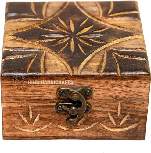 Miniatura 6 de Urna de madera antigua hecha a mano con grabado del árbol de la vida tallada a mano para mujeres y hombres, joyas Acentos de decoración del hogar