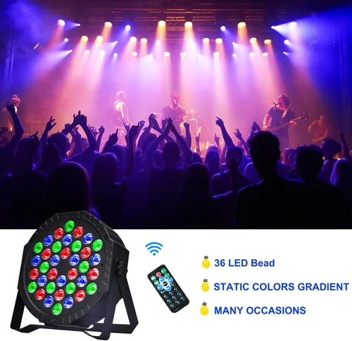 Miniatura 3 de Luces de escenario 36 LED Luces Par RGB Iluminación de escenario Luces ascendentes 7 modos Luz DJ Activación de sonido Control con control remoto