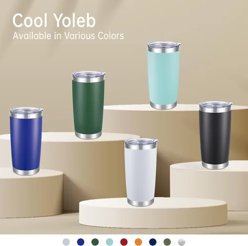 Miniatura 7 de Vasos Térmicos de 20 onzas de acero inoxidable a granel con tapa, doble pared aislada al vacío, taza de café de 20 onzas con recubrimiento en polvo