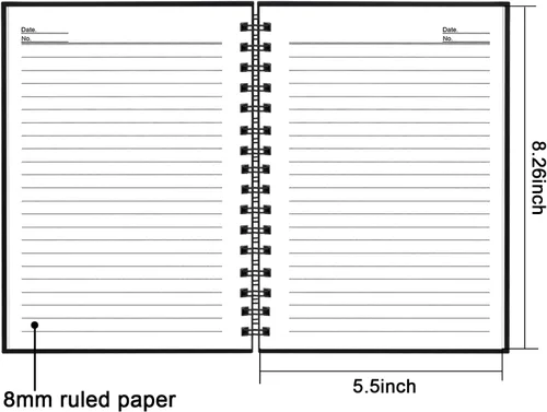Miniatura 2 de Paquete de 4 cuadernos en espiral A5, cuaderno rayado negro de 5.62 x 8.4 pulgadas - 100 hojas/200 páginas, papel grueso de 100GSM, cuadernos de Con