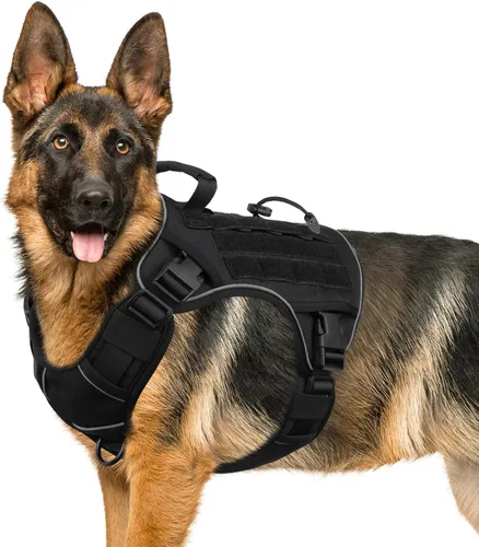 Miniatura 33 de WINGOIN - Arnés táctico púrpura para perros medianos, arnés resistente sin tirones con asa, chaleco militar K9 reflectante ajustable para mascotas
