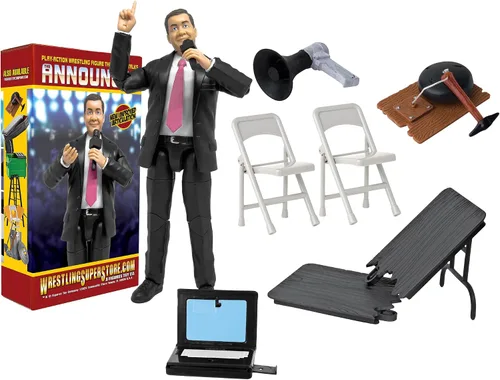 Miniatura 2 de Juego de accesorios y locutor de anillo de lucha libre parlante para figuras de acción de lucha libre