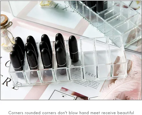 Miniatura 6 de Organizador compacto de acrílico transparente con 8 ranuras, soporte organizador de maquillaje para tocador, organizador de maquillaje desmontable