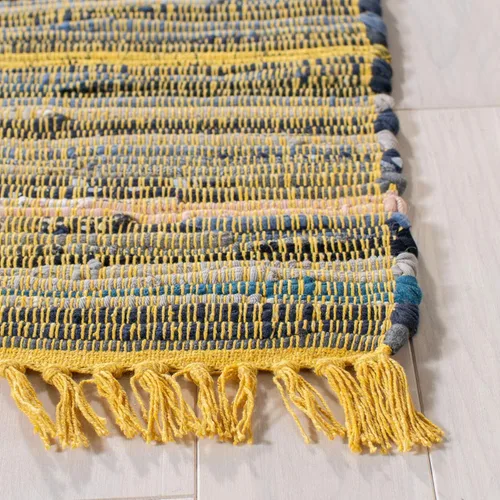 Miniatura 4 de Safavieh Rag Collection RAR127B - Alfombra de algodón tejida a mano, color azul y multicolor, Algodón, Amarillo/Multi