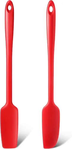 Patelai 2 espátulas pequeñas de goma de mango largo, mini espátula de silicona para frascos, raspador de goma antiadherente, raspador de silicona de