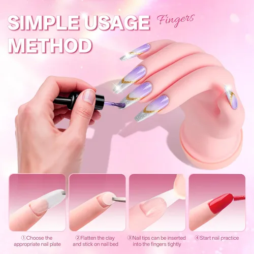 Miniatura 10 de Buqikma Mano de práctica de uñas para uñas acrílicas, mano de maniquí para práctica de uñas, flexible y flexible y flexible para práctica de uñas, 1