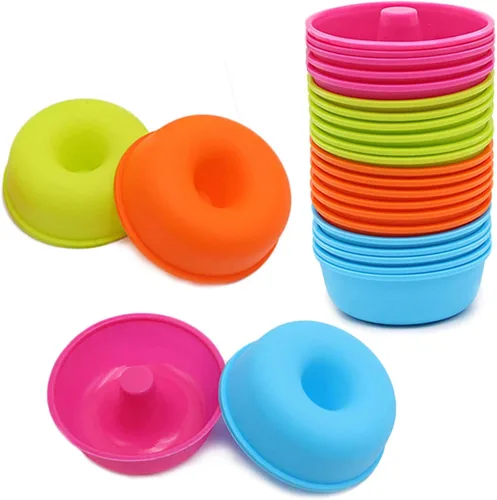 24 moldes de silicona para donas, antiadherentes, para magdalenas, tazas reutilizables para hornear, fáciles de limpiar, sartenes para horno,