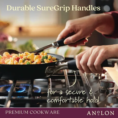 Miniatura 6 de Anolon Advanced Home - Sartén antiadherente anodizado duro (juego de 2 piezas, 10.25 pulgadas y 12.75 pulgadas, ónix)