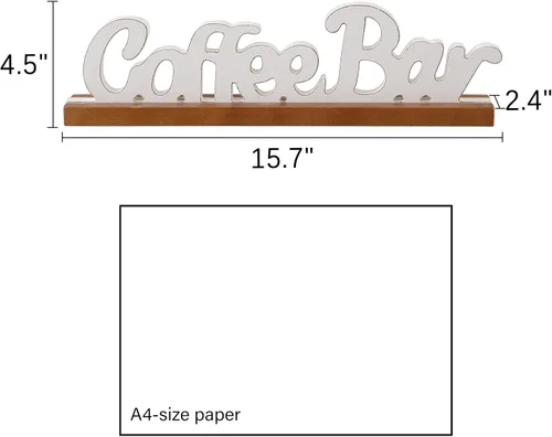 Miniatura 2 de Letreros rústicos de barra de café para decoración de mesa de 16 pulgadas, hecho a mano, acabado envejecido, blanco, letrero de madera para estación