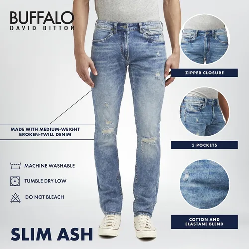 Miniatura 4 de Buffalo David Bitton pantalones vaqueros elásticos delgados para hombre