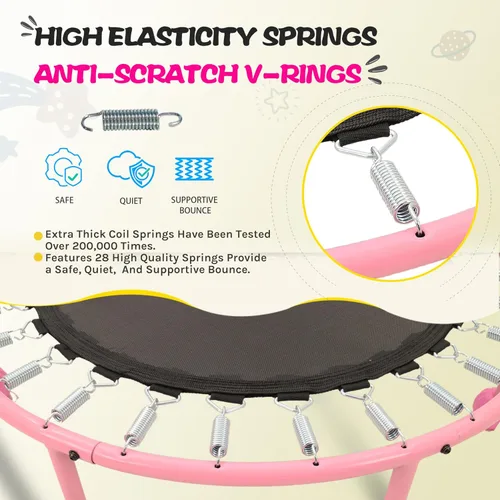 Miniatura 4 de SkyBound Trampolín interior de 36 pulgadas para niños – Trampolín interior para niños con mango – Trampolín para niños pequeños con tubo de acero