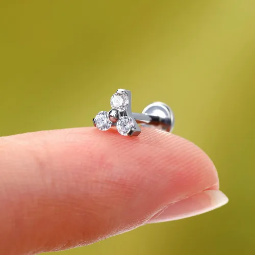 Miniatura 5 de Mooncrush Jewelry 16G G23 Solid Titanium Cartilage Earring Stud Internally Threaded Medusa Lip Ring Flat Back Tragus Helix Piercing Jewerly Surgical