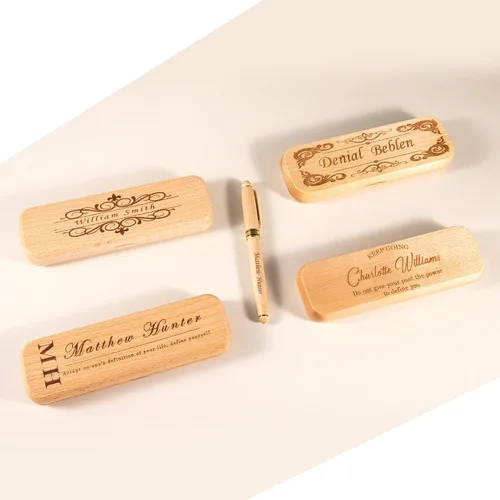 Miniatura 6 de Bivei Regalo de bolígrafo grabado para mujeres y hombres, juego de bolígrafos y lápices personalizados en madera de arce, juego de 2 bolígrafos