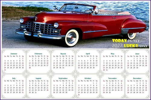 Calendario magnético 2025 – Imanes de calendario – Today is my Lucky Day – Resistente a la decoloración, desgarros y agua – Edición Cars #44