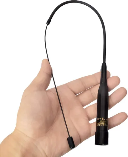 Miniatura 4 de HYS Tri-Band VHF UHF 137-174/180-260/400-480MHz 100W 20inch 2.15dBi/5.2dBi PL-259 UHF Antena telescópica suave macho para Yaesu Kenwood Motorola