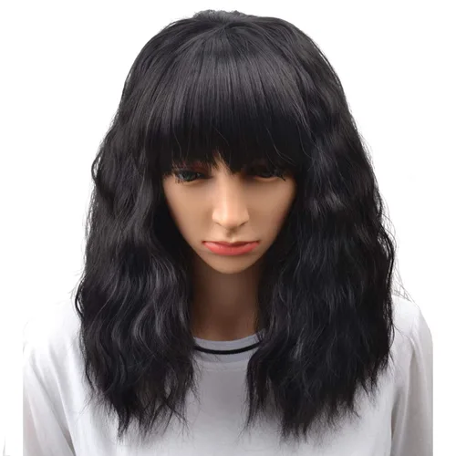 Miniatura 20 de BERON Pelucas cortas verdes para mujer, peluca rizada ondulada con flequillo para niñas, pelucas de cabello de color verde aguacate, peluca