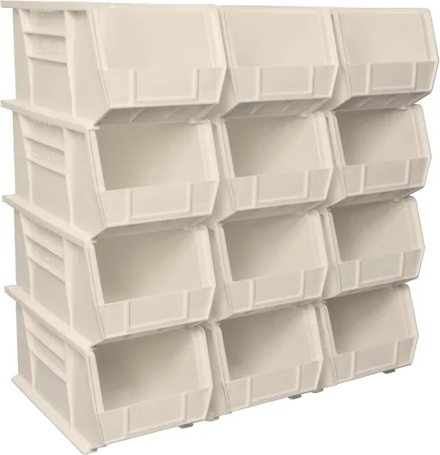 Akro-Mils 30240 - Contenedores apilables de plástico, 15 pulgadas por 8 x 7 pulgadas, color morado, pack de 12 unidades. Piedra