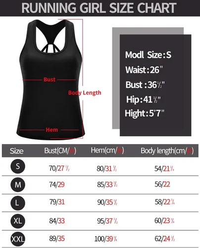 Miniatura 7 de RUNNING GIRL Camisetas sin mangas de yoga para mujer brasier integrado camisetas atléticas recortadas de talla grande Negro