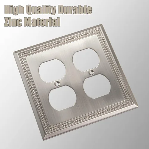 Miniatura 2 de Henne Bery Sunken Pearls - Placa de pared decorativa resistente para interruptor, cubierta para tomacorrientes (doble dúplex, níquel satinado)
