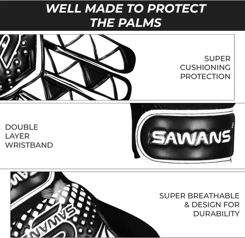 Miniatura 2 de SAWANS Guantes de portero de fútbol para niños, niños y jóvenes, guantes de entrenamiento de portero, protección de muñeca, palmas para adultos
