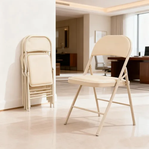 Miniatura 11 de Simple Deluxe Paquete de 2 sillas plegables con asientos acolchados de cuero y marco de metal duradero, plegables, portátiles, asiento para eventos