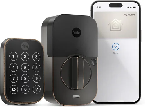 Miniatura 15 de Yale Assure Lock 2 Plus Apple Home Keys (Tap to Open) Cerrojo, Cerradura de Puerta de Entrada Inteligente Sin Llave de Gamuza Negra con Teclado Ante