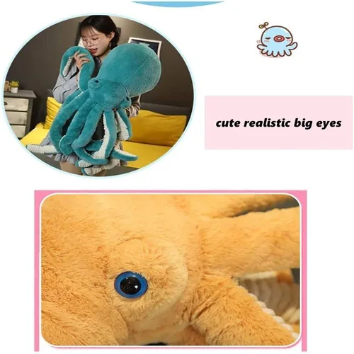 Miniatura 3 de XIYUAN Juguete de peluche de pulpo, pulpo, lindo muñeco de peluche de ojos grandes, pulpo, animales de peluche, animales marinos de peluche suave