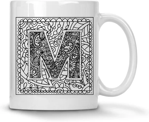 Miniatura 25 de Alankathy Mugs Taza de café monograma, 11 oz, color blanco (A)