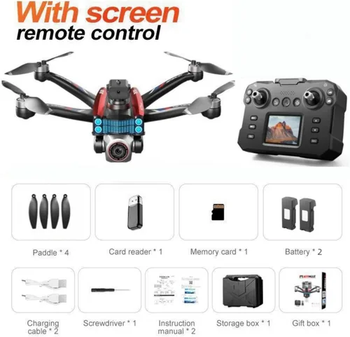 Miniatura 7 de Drone RC con control remoto de pantalla de pantalla, cámara dual 1080P, ajuste de velocidad, retención de altitud, despegue con una tecla, giros 3D