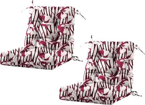 Miniatura 8 de BLISSWALK Cojines para sillas de exterior, 40 x 20 x 4 pulgadas, cojín de mimbre grueso con respaldo bajo y lazos para muebles de patio, floral