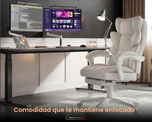 Miniatura 8 de Dowinx Silla de oficina grande y alta con cojín de resorte de bolsillo, sillas de juegos de computadora de respaldo alto con reposabrazos