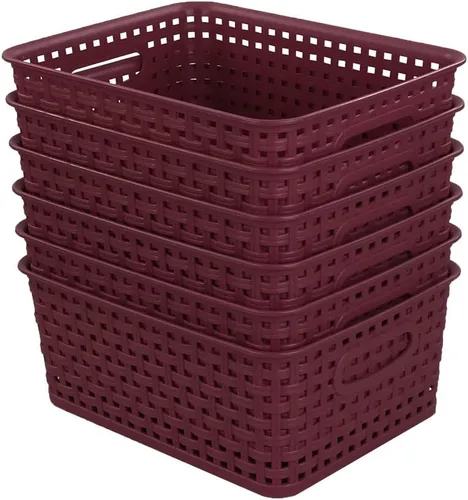 Miniatura 10 de Sandmovie Cestas de almacenamiento de tejido de plástico para cocina y baño, color azul marino, 6 paquetes