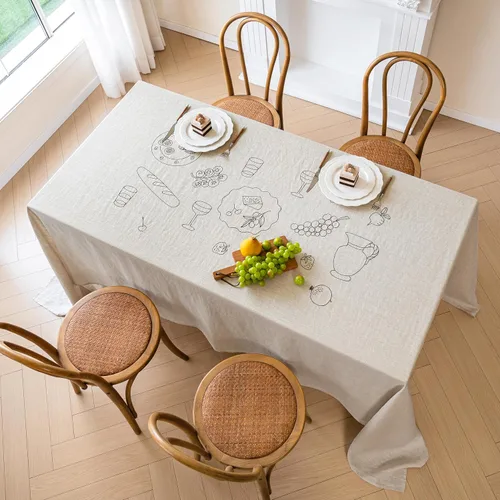 Miniatura 43 de Linen World - Mantel de lino de otoño de 55 x 55 pulgadas, mantel rectangular lavable de lino francés para comedor, al aire libre, bodas