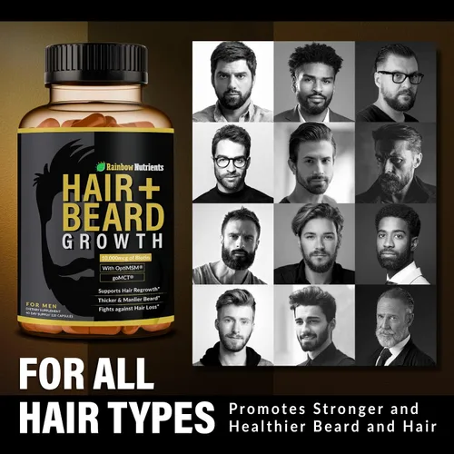 Miniatura 5 de Vitaminas para el crecimiento del cabello y la barba para hombres Biotina 10,000 mcg, colágeno, OptiMSM® patentado, goMCT®, serenoa Suministro
