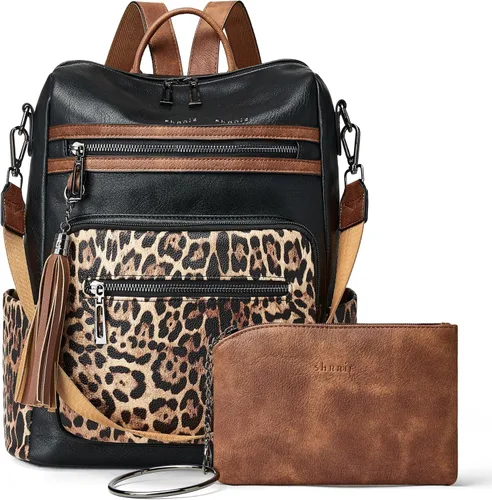 Miniatura 16 de Mochila de cuero Shrrie para mujer, bolso de diseñador de moda para mujer, mochila de viaje convertible, bolso de hombro con muñequera, Mochilas