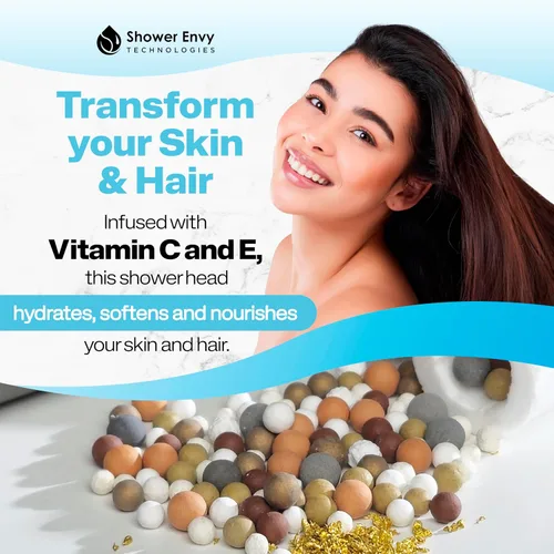 Miniatura 3 de ShowerEnvy 5.0 - Cabezal de ducha filtrado – Suavizador de agua de 15 etapas con vitamina C y E para piel y cabello saludables – Alta presión