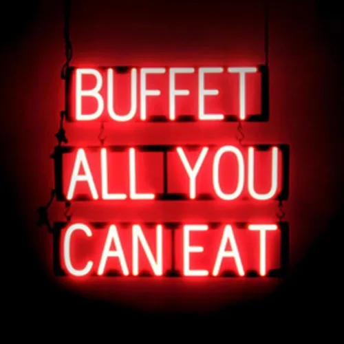 Miniatura 11 de SpellBrite BUFFET Sign Letrero relacionado con buffet con aspecto de neón, fuente de luz LED roja 22.6 x 6.3 pulgadas Rojo